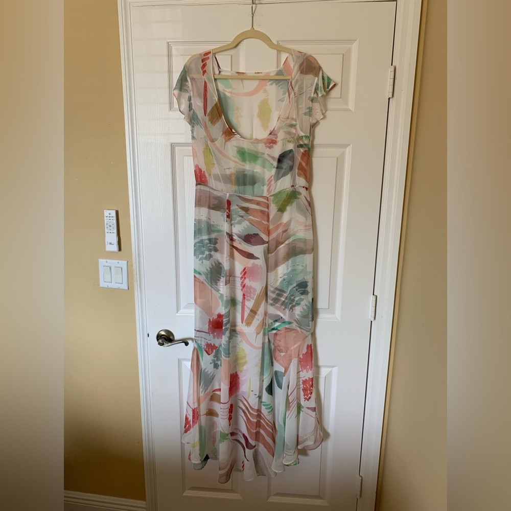 Antonio Melani M.G Style Mal Paint Streak Envelope Neckline Cap Sleeve Dress NWT - Picture 7 of 13